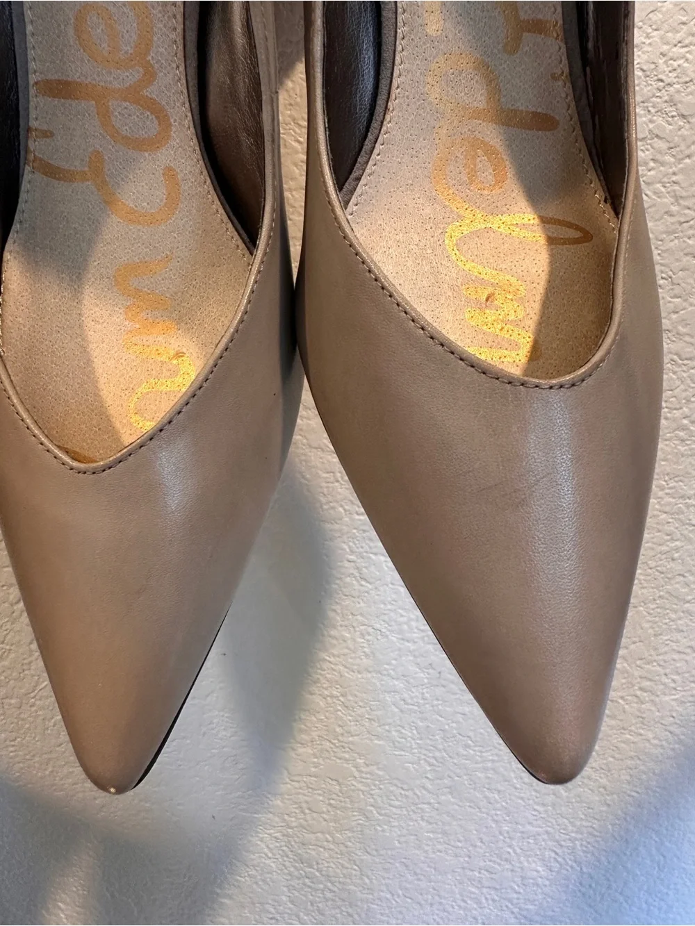 Sam Edelman Hazel Leather Pointed Toe Pumps | Taupe | Women’s Size 11